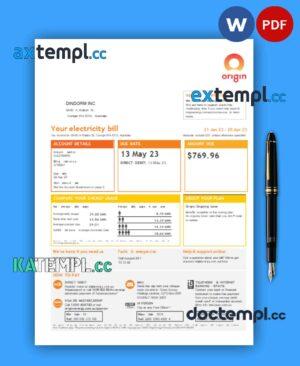 sample Origin business utility bill, Word and PDF template, 4 pages download