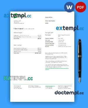 sample Ovo Energy business utility bill, Word and PDF template download