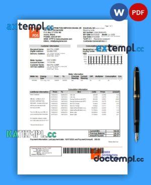 sample PDS Ghana Limited business utility bill, Word and PDF template download