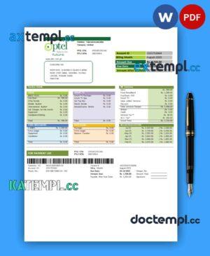 sample PTCL business utility bill, PDF and WORD template download