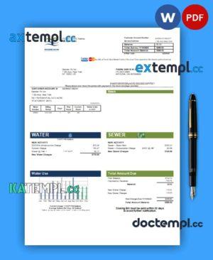 sample Padre Dam Municipal Water District business utility bill, Word and PDF template download