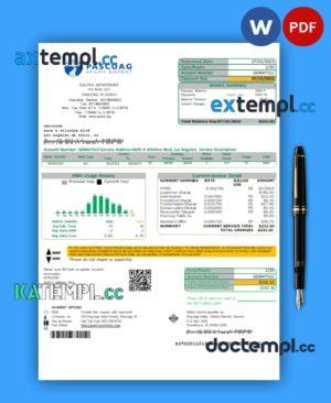 sample Pascoag Utility District business utility bill, Word and PDF template download