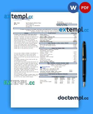 sample Potomac Edison business utility bill, Word and PDF template, 2 pages download