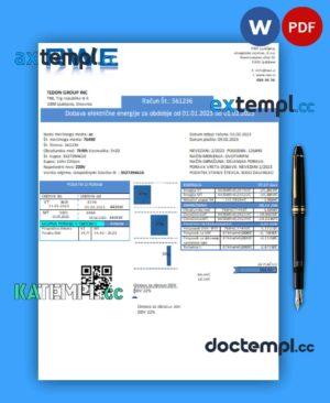 sample RWE electricity proof of address business utility bill, Word and PDF template download