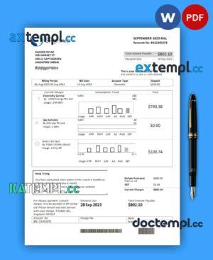 sample SP Group utility business bill, Word and PDF template, 2 pages download