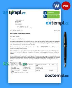 sample SSE Energy business utility bill, Word and PDF template, version 1 download