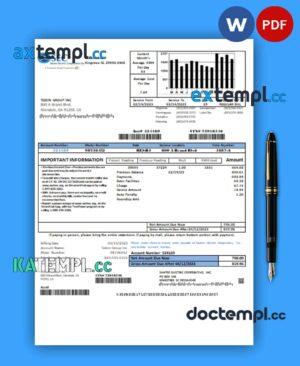 sample Santee Electric Cooperative Inc (SEC) proof of address business utility bill, Word and PDF template download