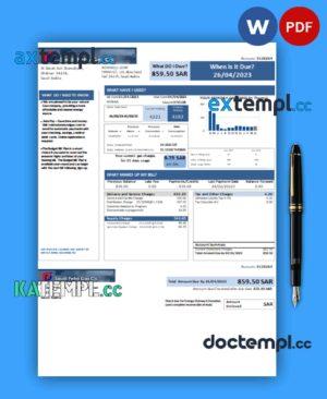 sample Saudi Petro Gas business utility bill, Word and PDF template download