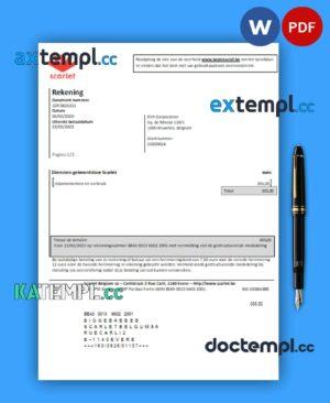 sample Scarlet telecommunications business utility bill, PDF and WORD template download
