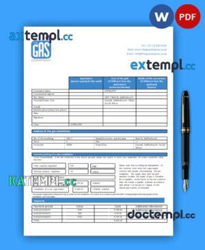sample South Africa The GAS Company gas business utility bill, Word and PDF template download