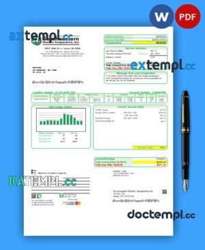 sample Southeastern Electric Cooperative, Inc. business utility bill, Word and PDF template download