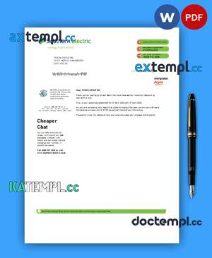 sample Southern Electric proof of address business utility bill, Word and PDF template download