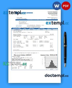 sample Southwest gas Corporation business utility bill, Word and PDF template download