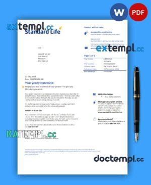 sample Standard Life business utility bill, Word and PDF template download