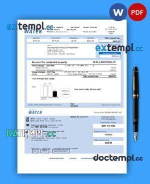 sample Sydney Wate business utility bill, Word and PDF template download