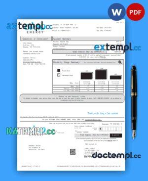 sample Texas Cirro Energy electricity business utility bill, Word and PDF template, 3 pages download