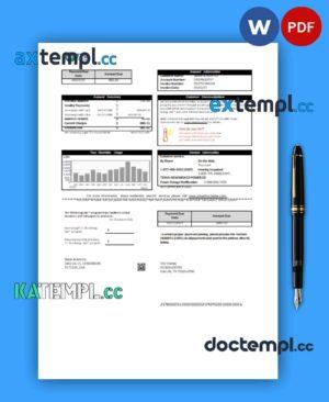 sample Texas TXU Energy business utility bill, Word and PDF template download