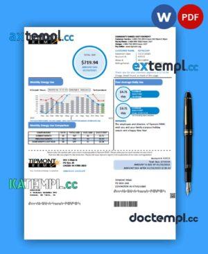 sample Tipmont REMC business utility bill, Word and PDF template download