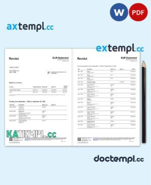 sample United Kingdom Revolut bank statement Word and PDF template, 6 pages download