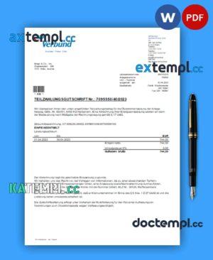 sample Verbund Austrian Power Grid business utility bill, Word and PDF template download