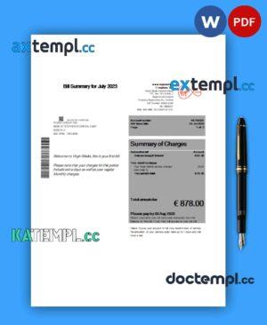 sample Virgin Media business utility billl, PDF and WORD template download
