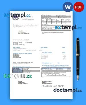 sample Wellsboro Electric Co  business utility bill, Word and PDF template download