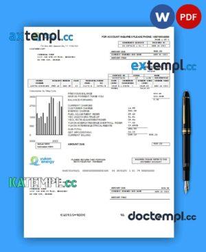 sample Yukon Energy business utility bill, PDF and WORD template download