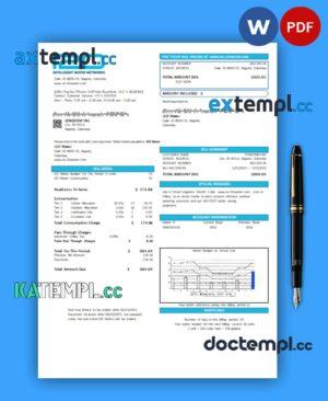 sample i2O Water (Colombia) business utility bill, Word and PDF template download
