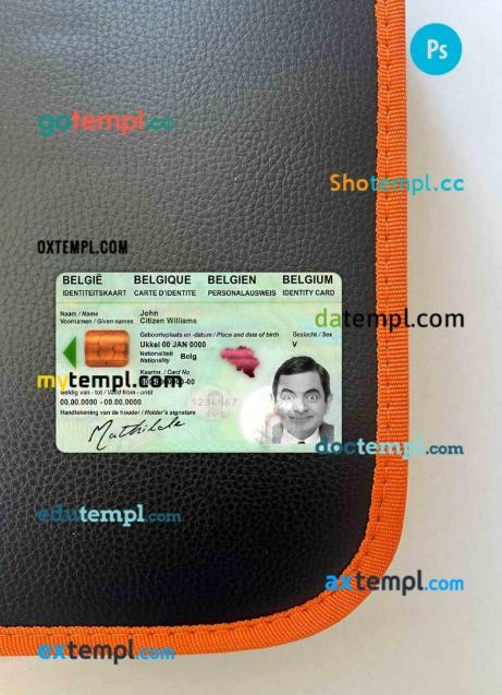 Belgium ID card editable PSDs, scan and photo-realistic snapshot, 2 in 1