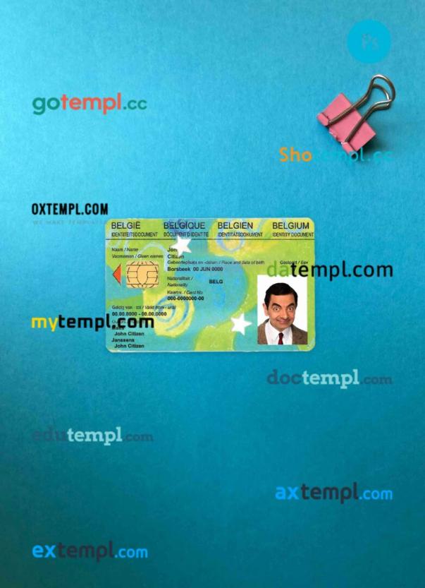 Belgium Kids ID card PSD files, scan look and photographed image, 2 in 1