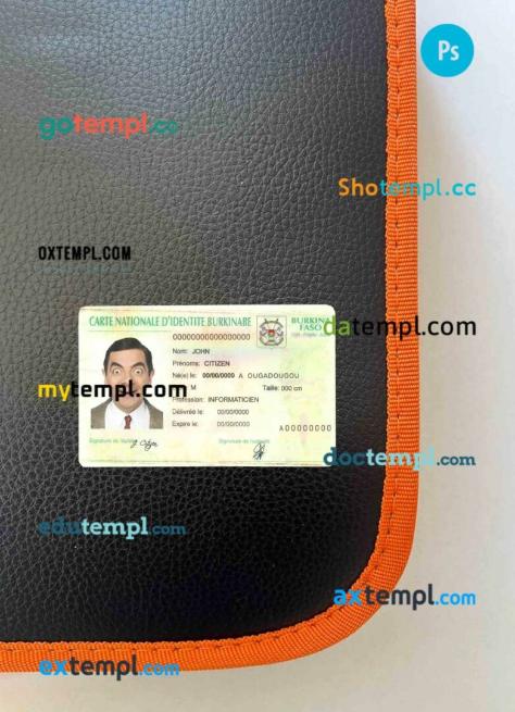 Burkina Faso ID card editable PSDs, scan and photo-realistic snapshot, 2 in 1