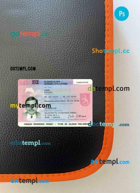 Finland residence permit editable PSDs, scan and photo-realistic snapshot, 2 in 1