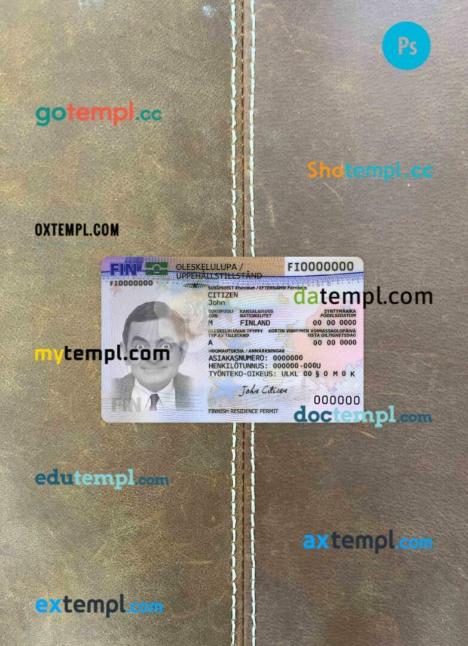 Finland residence permit editable PSD files, scan look and photo-realistic look, 2 in 1 (version 2)