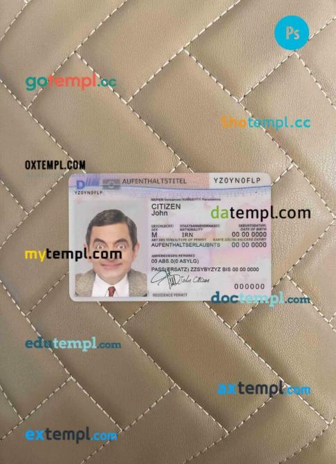 Germany residence permit editable PSD files, scan and photo taken image, 2 in 1 (2011-present) (version2)