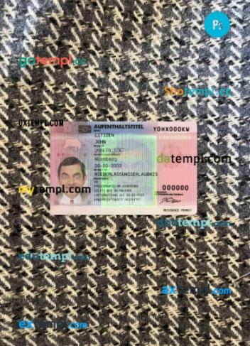 Germany residence permit card editable PSD files, scan look and photo-realistic look, 2 in 1