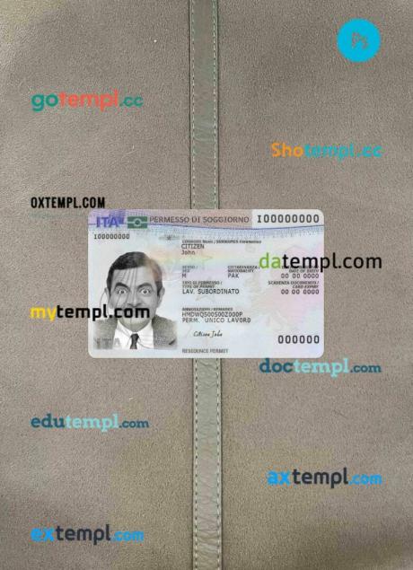 Italy residence permit new editable PSDs, scan and photo-realistic snapshot, 2 in 1