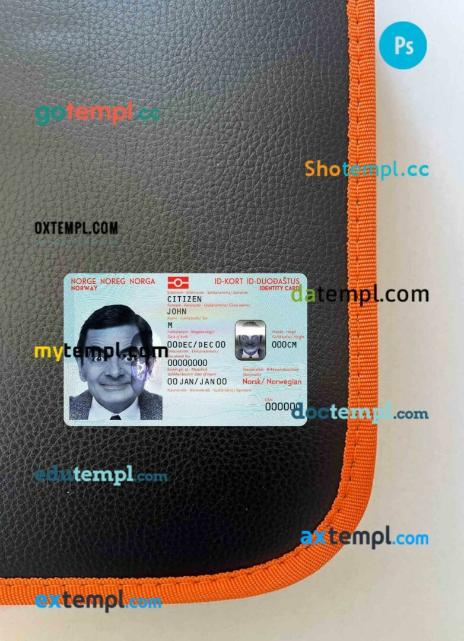 Norway ID card editable PSDs, scan and photo-realistic snapshot, 2 in 1