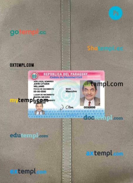 Paraguay ID card editable PSD files, scan look and photo-realistic look, 2 in 1