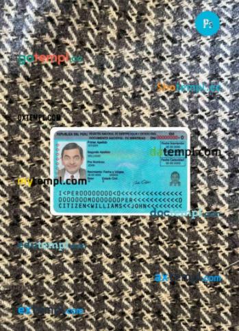 Peru ID card editable PSD files, scan and photo taken image, 2 in 1 (version 2)