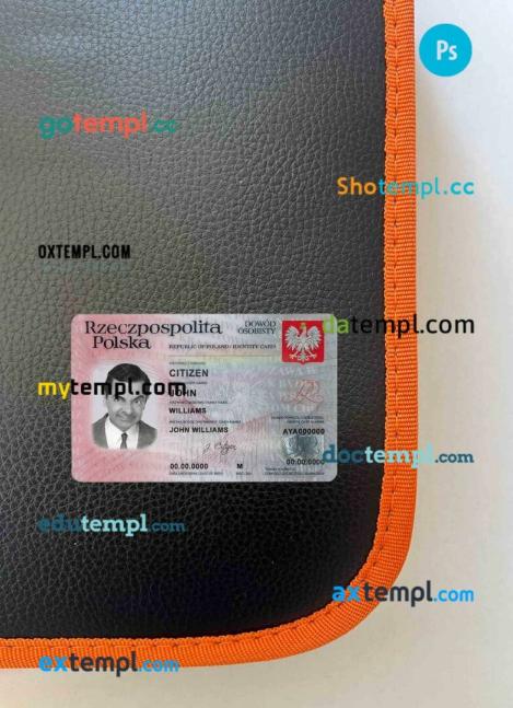 Poland ID card editable PSD files, scan and photo taken image, 2 in 1