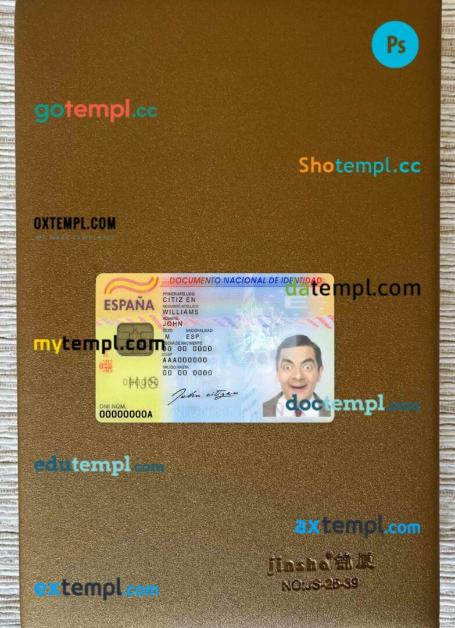 Spain ID card editable PSD files, scan look and photo-realistic look, 2 in 1 (2016 – present)