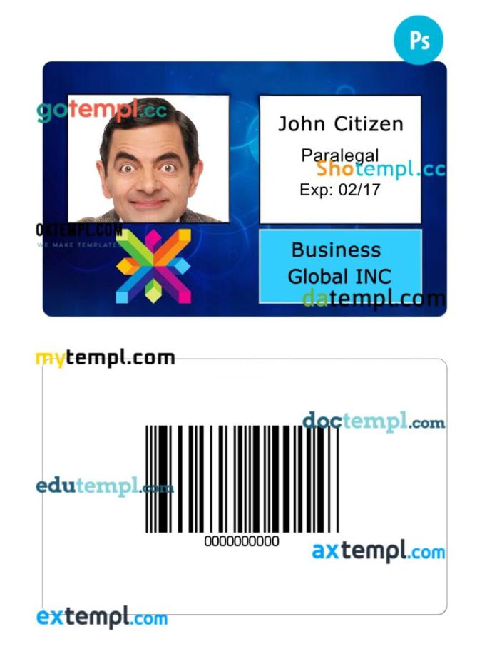 formal identity card PSD template