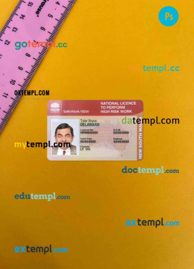 Australia New South Wales national license PSD files, scan look and photographed image, 2 in 1