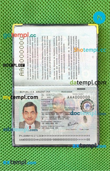 Argentina passport PSDs, editable scan and photograghed picture template, 2 in 1