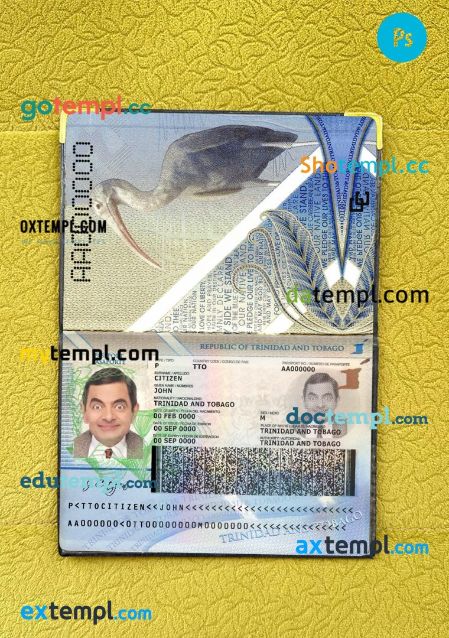 Trinidad and Tobaco passport PSD files, scan and photo look templates, 2 in 1