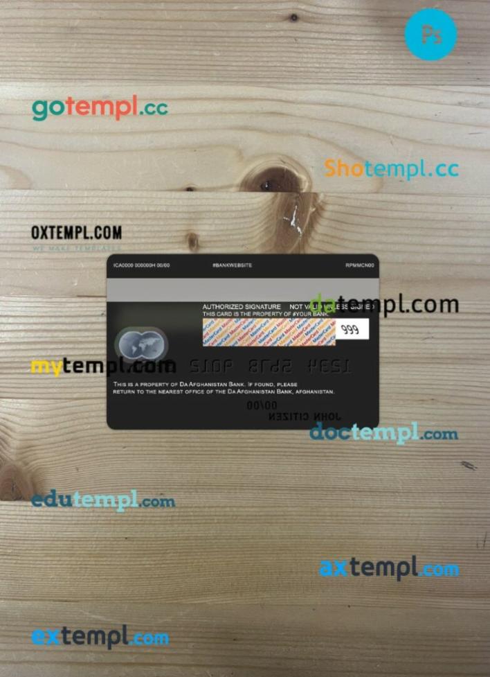Afghanistan Da bank mastercard PSD scan and photo taken image, 2 in 1 - Image 2