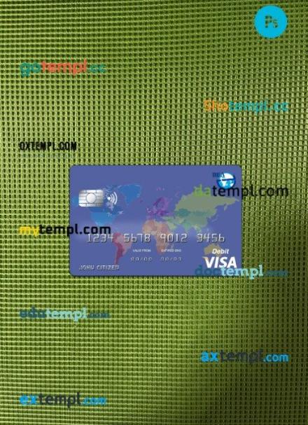 Algeria banque extérieure d'algérie visa card PSD scan and photo-realistic snapshot, 2 in 1