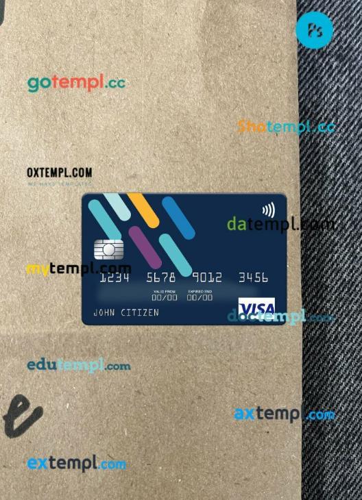 Angola Finibanco Angola S.A. visa card PSD scan and photo-realistic snapshot, 2 in 1