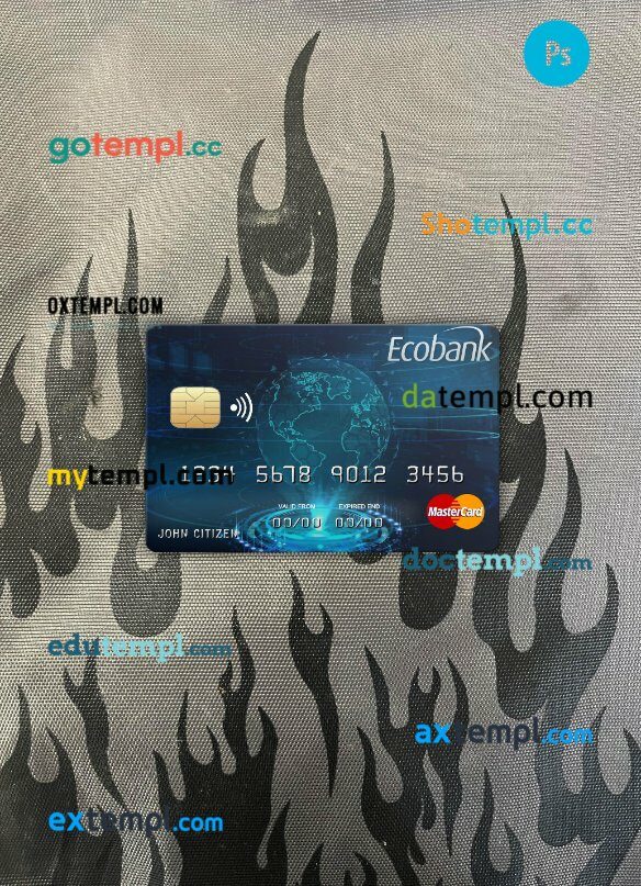 Chad Ecobank mastercard PSD scan and photo taken image, 2 in 1