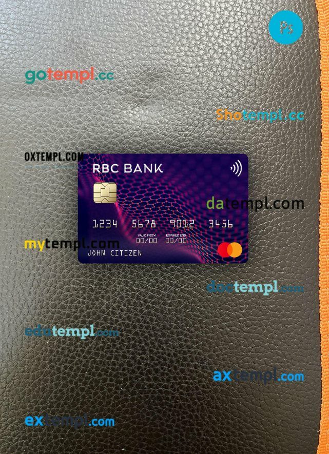 USA RBC Bank mastercard PSD scan and photo taken image, 2 in 1